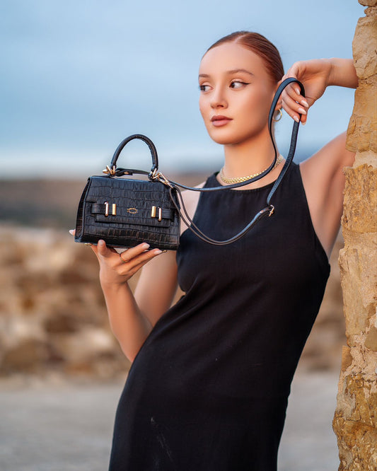 Pierre Marin - Mini Selena Croco Noir